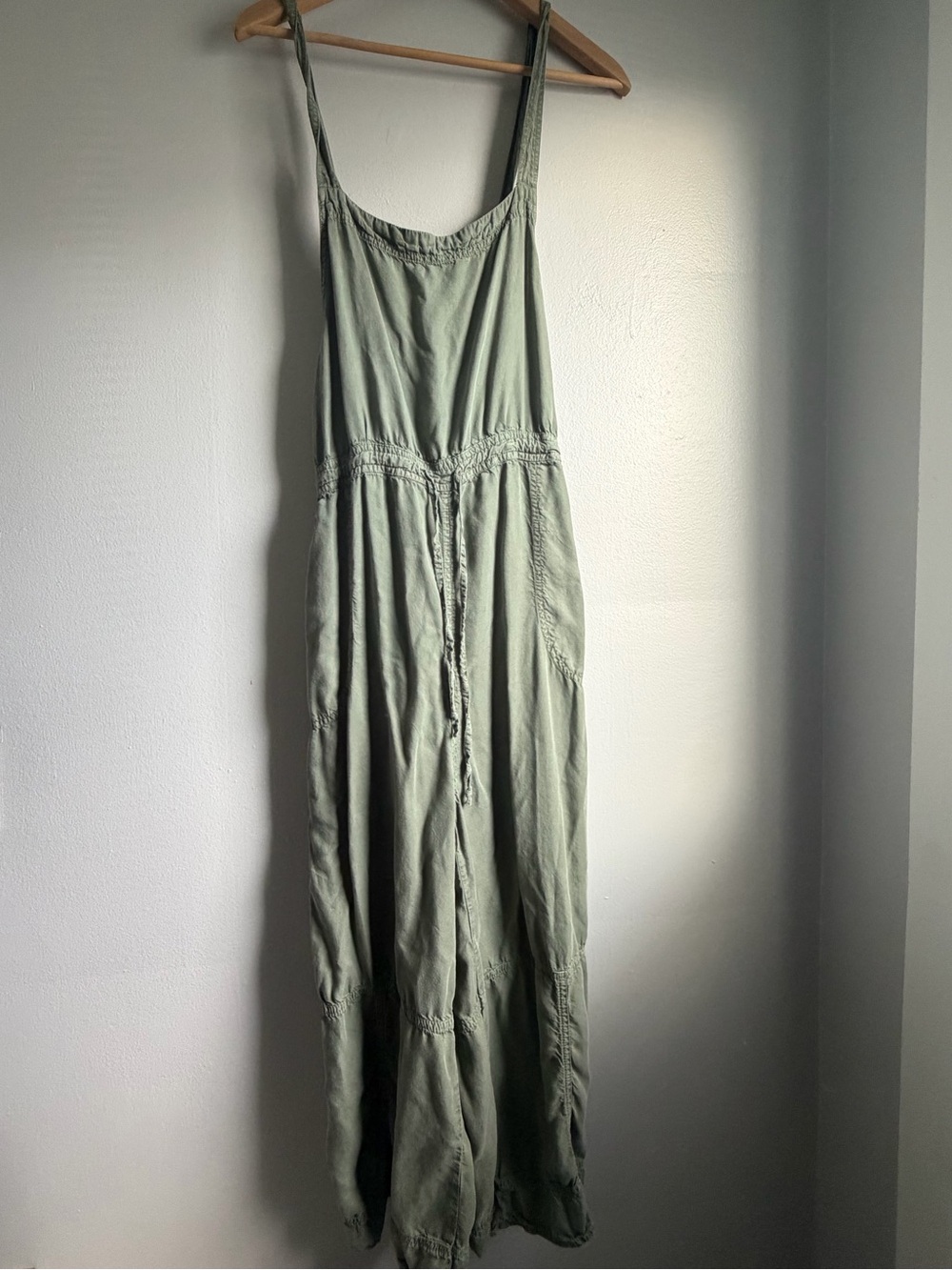 Susina Sage Green Maxi Dress with Drawstring Waist